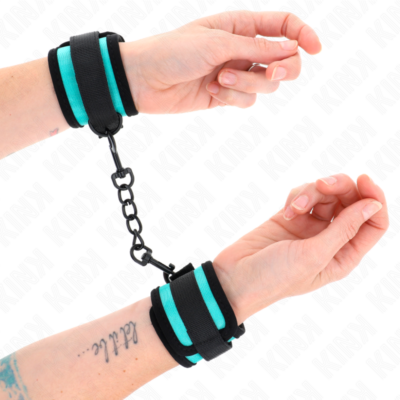 Kink - gancho e loop nylon bind pulso preto-azul ajustável 18-32 cm x 5 cm kink wrist restraint caliente. Pt