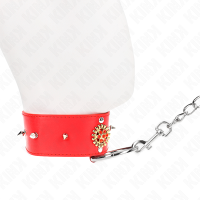 Kink - colar de diamante vermelho com cinto 65 cm ajdustável 35-51 cm x 7 cm kink collar & gag caliente. Pt