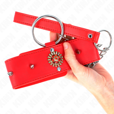 Kink - colar de diamante vermelho com cinto 65 cm ajdustável 35-51 cm x 7 cm kink collar & gag caliente. Pt