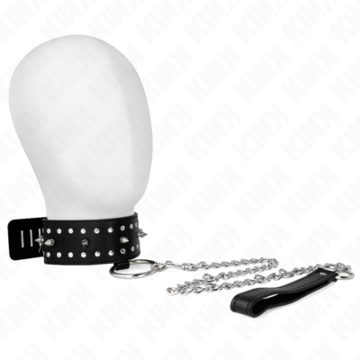 Kink - colar com trela 65 cm com pregos prata modelo 1 ajustável 36-43 cm x 5 cm kink collar & gag caliente. Pt