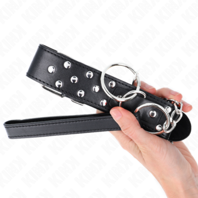 Kink - colar de alça de rebite de anel com cinto 65 cm preto ajustável 36-50 cm x 3,8 cm kink collar & gag caliente. Pt