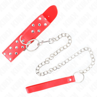 Kink - colar de alça de rebite de anel com cinto 65 cm vermelho ajustável 36-50 cm x 3,8 cm kink collar & gag caliente. Pt