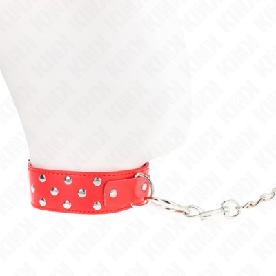 Kink - colar de alça de rebite de anel com cinto 65 cm vermelho ajustável 36-50 cm x 3,8 cm kink collar & gag caliente. Pt