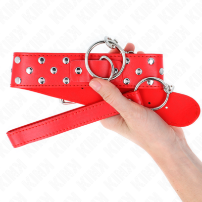 Kink - colar de alça de rebite de anel com cinto 65 cm vermelho ajustável 36-50 cm x 3,8 cm kink collar & gag caliente. Pt