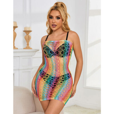Subblime - 952365 rainbow bare shoulder fishnet vestido tamanho único subblime dresses caliente. Pt
