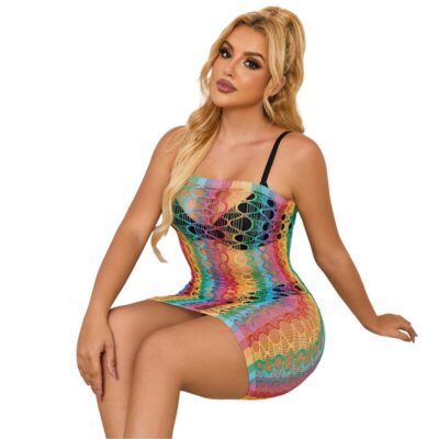 Subblime - 952365 rainbow bare shoulder fishnet vestido tamanho único subblime dresses caliente. Pt