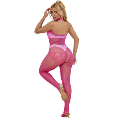 Alternative view of subblime - 952389 bodystocking sem fundo de rede e renda com gola alta rosa tamanho único