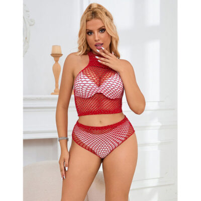 Subblime - 952402 fishnet set com diamantes rosa tamanho único subblime sets caliente. Pt