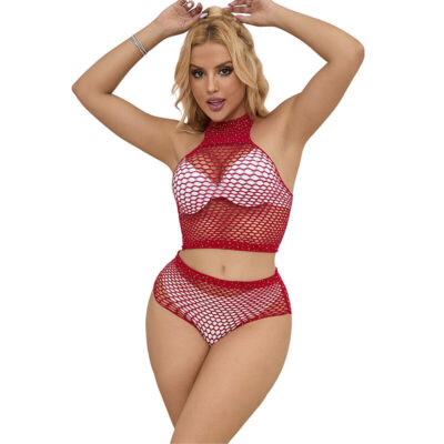 Subblime - 952402 fishnet set com diamantes rosa tamanho único subblime sets caliente. Pt
