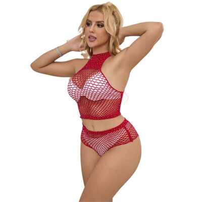 Subblime - 952402 fishnet set com diamantes rosa tamanho único subblime sets caliente. Pt