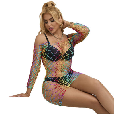 Alternative view of subblime - 952426 rainbow manga longa fishnet vestido tamanho único