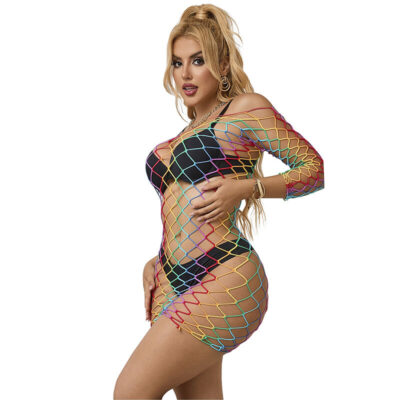 Subblime - 952426 rainbow manga longa fishnet vestido tamanho único subblime dresses caliente. Pt