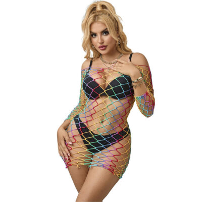 Subblime - 952426 rainbow manga longa fishnet vestido tamanho único subblime dresses caliente. Pt