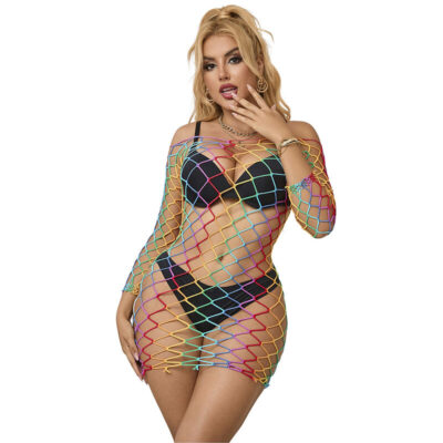 Subblime - 952426 rainbow manga longa fishnet vestido tamanho único subblime dresses caliente. Pt