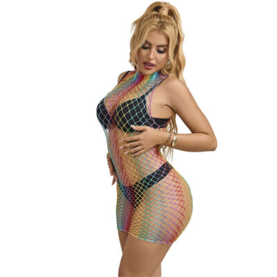 Subblime - 952433 rainbow gola alta sem mangas fishnet vestido tamanho único subblime dresses caliente. Pt