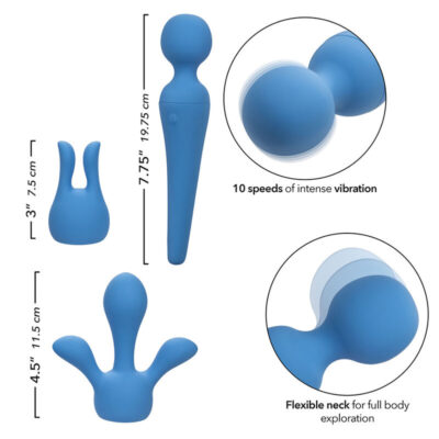 Calexotics - couture kit vibrador wand 10 vibrações azul calexotics caliente. Pt