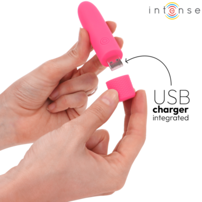 Intense - symone usb recarregável vibratória bullet 8 vibrações rosa 10 x 2,2 cm intense fun caliente. Pt