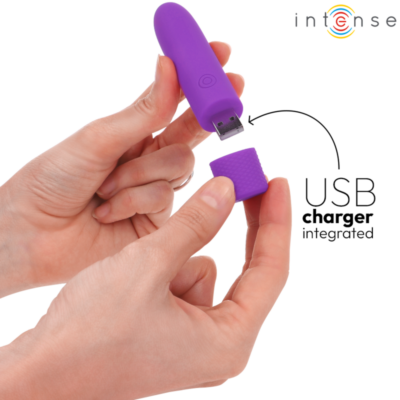 Intense - symone usb recarregável vibratória bullet 8 vibrações roxo 10 x 2,2 cm intense fun caliente. Pt