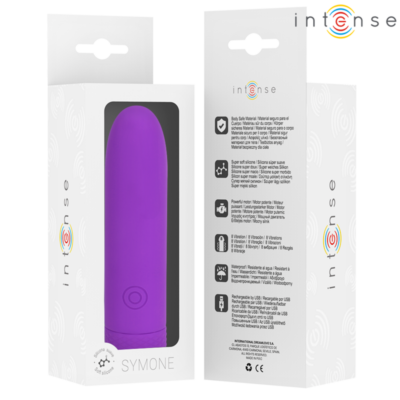 Intense - symone usb recarregável vibratória bullet 8 vibrações roxo 10 x 2,2 cm intense fun caliente. Pt