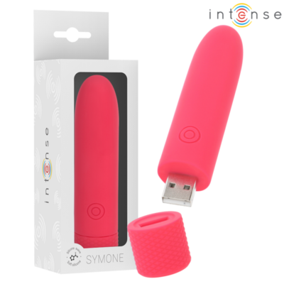 Alternative view of INTENSE - SYMONE USB RECARREGÁVEL VIBRATÓRIA BULLET 8 VIBRAÇÕES VERMELHO 10 X 2,2 CM