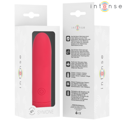 Intense - symone usb recarregável vibratória bullet 8 vibrações vermelho 10 x 2,2 cm intense fun caliente. Pt