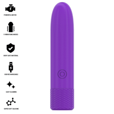 INTENSE - SYMONE  USB RECARREGÁVEL VIBRATÓRIA BULLET 8 VIBRAÇÕES ROXO 10 X 2,2 CM