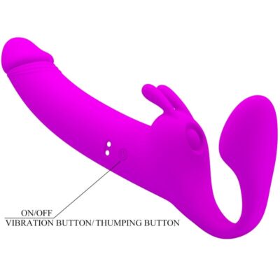 Pretty love - zanini strapless strap-on 10 vibrações roxo - image 6