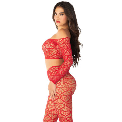 Leg avenue - top crop + meia vermelha tamanho único leg avenue bodystockings caliente. Pt