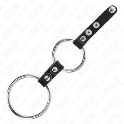 Kink - anel duplo para pênis de 3,8 cm a 5 cm conectado por couro kink ring power caliente. Pt