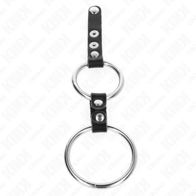 Kink - anel duplo para pênis de 3,8 cm a 5 cm conectado por couro kink ring power caliente. Pt
