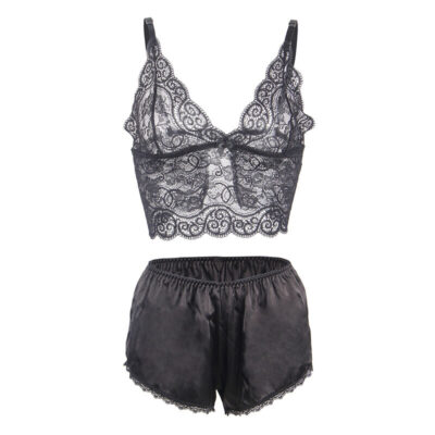 Subblime - 953911 camisola de seda e renda + calcinha preta s/m subblime sets caliente. Pt