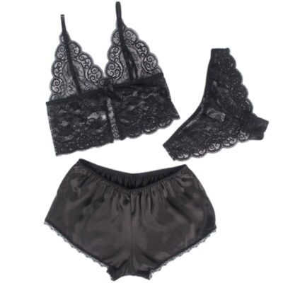 Subblime - 953911 camisola de seda e renda + calcinha preta s/m subblime sets caliente. Pt
