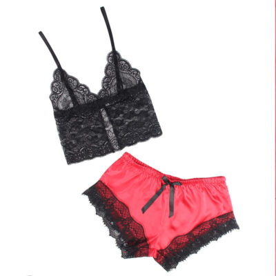 SUBBLIME - 953966 CAMISOLA DE SEDA CASUAL + CALÇA DE RENDA PRETA/VERMELHA L/XL 19 Subblime - 953966 camisola de seda casual + calça de renda preta/vermelha l/xl subblime sets caliente. Pt