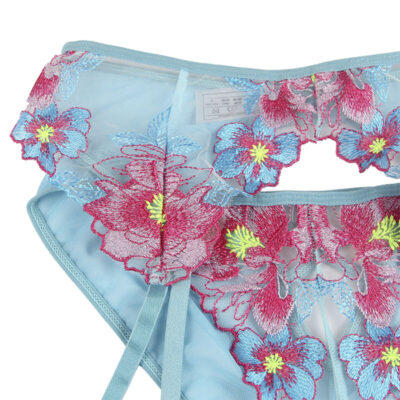 Subblime - 954116 sutiã + calcinha com cinto-liga design floral azul l/xl subblime sets caliente. Pt
