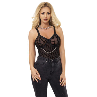 Subblime - 954260 body com correntes + cinta-liga preto s/m subblime bodies caliente. Pt