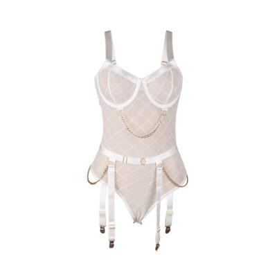Subblime - 954284 body com correntes + cinta-liga branco s/m subblime bodies caliente. Pt