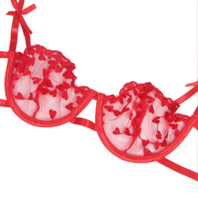 Subblime - 954321 sutiã com estampa de coração + tanga + cinto-liga vermelho s/m subblime sets caliente. Pt