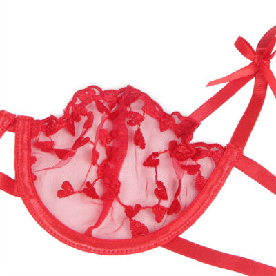 Subblime - 954321 sutiã com estampa de coração + tanga + cinto-liga vermelho s/m subblime sets caliente. Pt