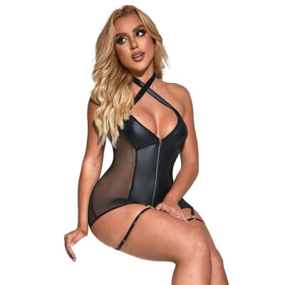 Subblime - 954444 vestido sexy de malha couro preto s/m subblime dresses caliente. Pt