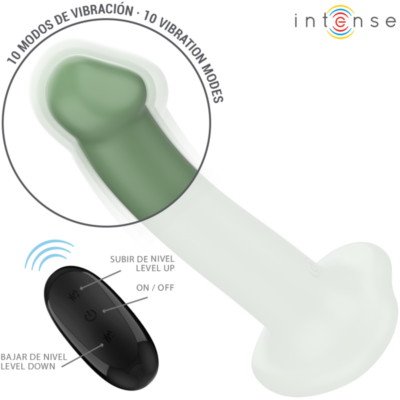 Intense - becca vibrador com ventosa 10 vibrações verde controle remoto intense fun caliente. Pt