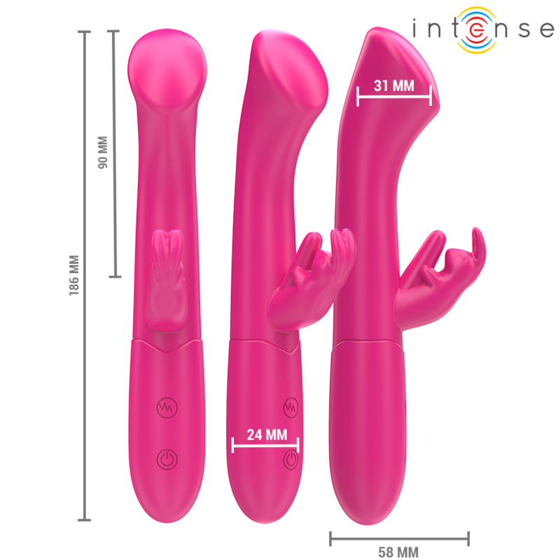 INTENSE - JULIETA RABBIT VIBRADOR 18,6 CM 10 VIBRAÇÕES ROSA 3 Intense - julieta rabbit vibrador 18,6 cm 10 vibrações rosa - image 3