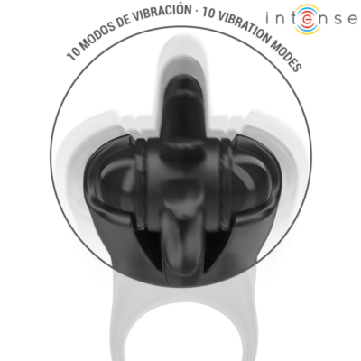 Intense - mabel anel vibratório 10 vibrações com estimulador de clitóris preto intense couples toys caliente. Pt
