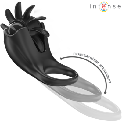 Intense - mabel anel vibratório 10 vibrações com estimulador de clitóris preto intense couples toys caliente. Pt