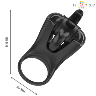 Intense - mabel anel vibratório 10 vibrações com estimulador de clitóris preto intense couples toys caliente. Pt