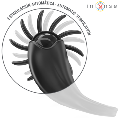 Intense - mabel anel vibratório 10 vibrações com estimulador de clitóris preto intense couples toys caliente. Pt