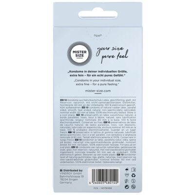 Mister size - preservativo tamanho xl 60 mm (10 unidades) mister size caliente. Pt