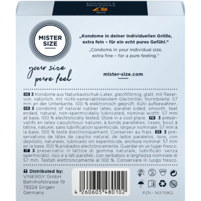 Mister size - preservativo tamanho l 57 mm (3 unidades) mister size caliente. Pt