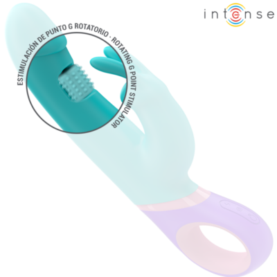 Intense - monica rabbit vibrador com estimulador g-spot rotativo azul intense fun caliente. Pt