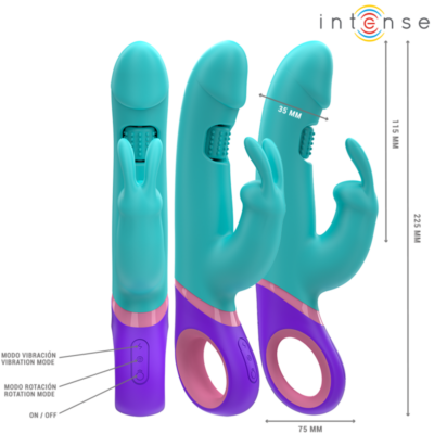 Intense - monica rabbit vibrador com estimulador g-spot rotativo azul intense fun caliente. Pt