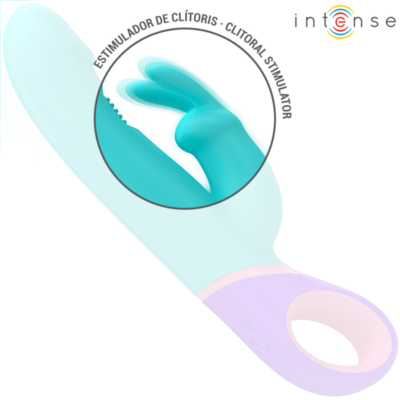 Intense - monica rabbit vibrador com estimulador g-spot rotativo azul intense fun caliente. Pt